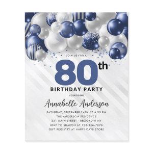 Budget Blue Silver Balloon Glitter 80th Birthday