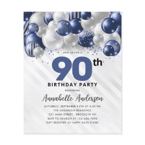 Budget Blue Silver Balloon Glitter 90th Birthday