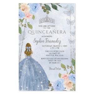 Budget Blue Silver Floral Princess Quinceañera
