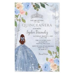 Budget Blue Silver Floral Princess Quinceañera