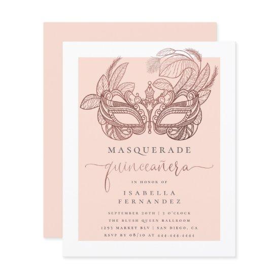 Budget Blush Gold Masquerade Quinceañera Birthday