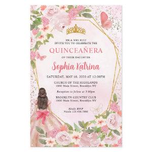 Budget Blush Pink Floral Gold Princess Quinceañera