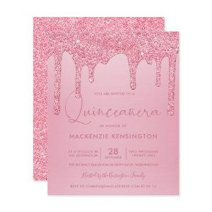BUDGET Blush Pink Glitter Drips Quinceañera