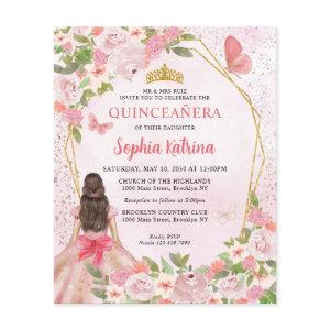 Budget Blush Pink Gold Floral Princess Quinceañera