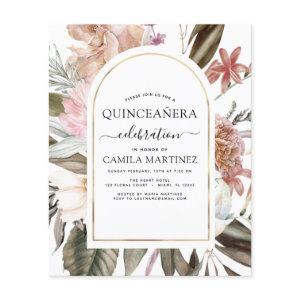 Budget Boho Burgundy Quinceañera Floral Flyer