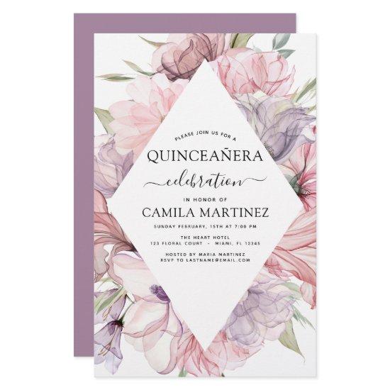Budget Boho Purple Quinceañera Dusty Pink Floral