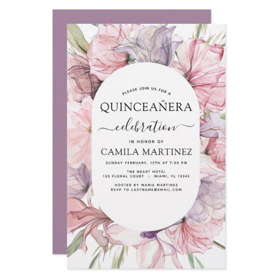 Budget Boho Purple Quinceañera Dusty Pink Floral