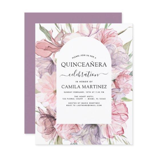 Budget Boho Purple Quinceañera Dusty Pink Floral