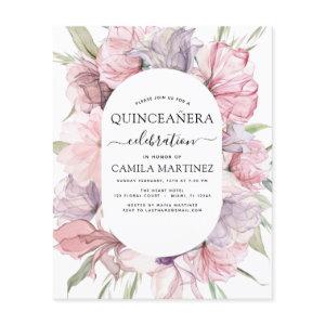 Budget Boho Purple Quinceañera Dusty Pink Floral Flyer
