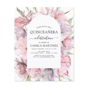 Budget Boho Purple Quinceañera Dusty Pink Floral Flyer