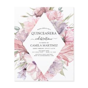 Budget Boho Purple Quinceañera Dusty Pink Floral Flyer