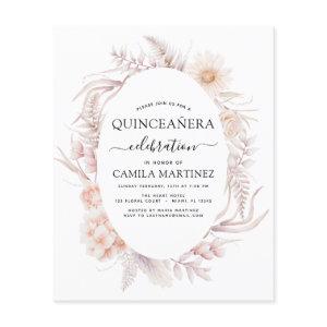 Budget Boho Quinceañera Dusty Pink15th Birthday Flyer