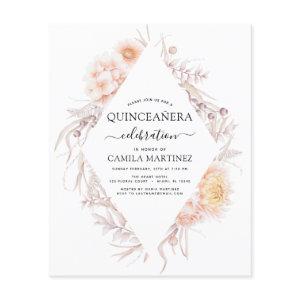 Budget Boho Quinceañera Dusty Pink15th Birthday Flyer