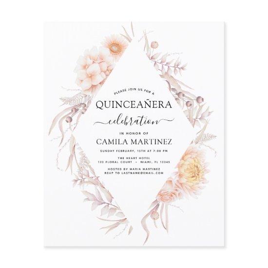 Budget Boho Quinceañera Dusty Pink15th Birthday Flyer