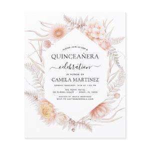 Budget Boho Quinceañera Dusty Pink15th Birthday Flyer