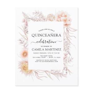 Budget Boho Quinceañera Dusty Pink 15th Birthday Flyer