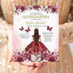 Budget Burgundy Gold Bilingual Spanish Quinceanera