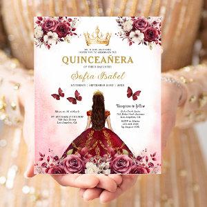 Budget Burgundy Gold Bilingual Spanish Quinceanera