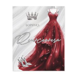 Budget Burgundy Red Dress Quinceañera