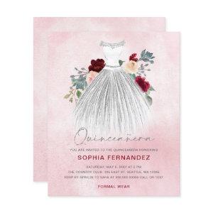 Budget Burgundy Silver glitter Dress Quinceañera