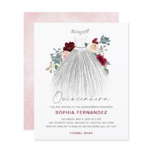 Budget Burgundy Silver glitter Dress Quinceañera
