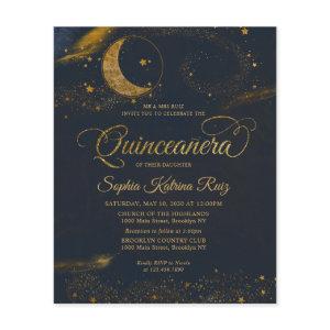 Budget Celestial Midnight Blue Stars Quinceanera