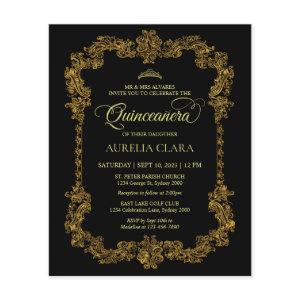 Budget Classic Elegant Black Gold Quinceanera