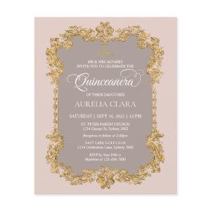 Budget Classic Elegant Blush Pink Gold Quinceanera