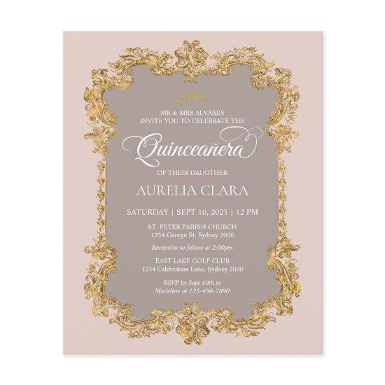 Budget Classic Elegant Blush Pink Gold Quinceanera