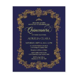 Budget Classic Elegant Navy Blue Gold Quinceanera