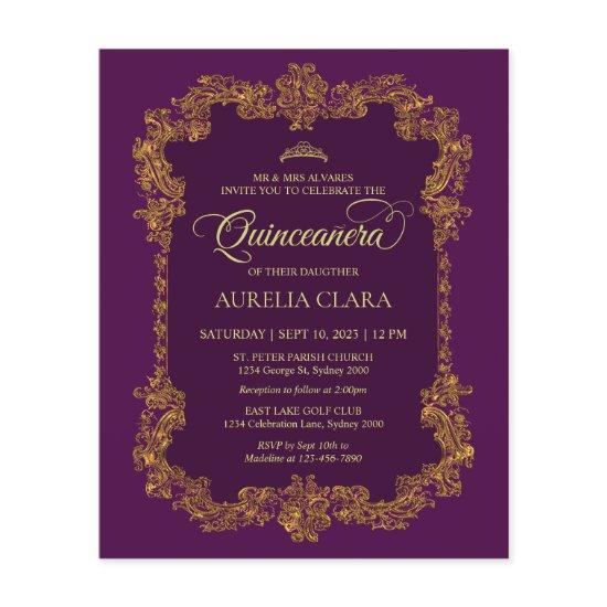 Budget Classic Elegant Purple Gold Quinceanera