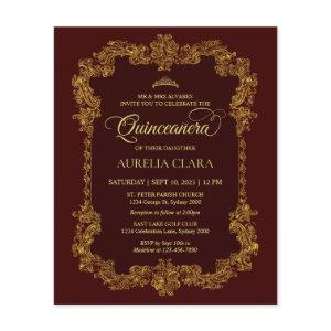Budget Classic Elegant Red Gold Quinceanera