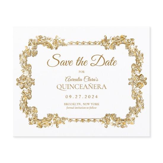 BUDGET Classic Ivory White Gold Frame Quinceanera