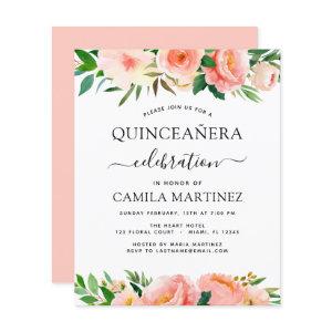 Budget Coral Peach Floral Quinceañera
