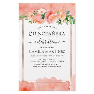 Budget Coral Peach Floral Quinceañera
