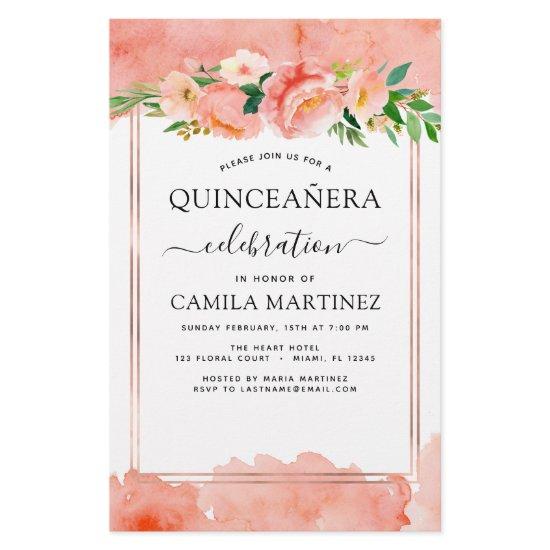 Budget Coral Peach Floral Quinceañera