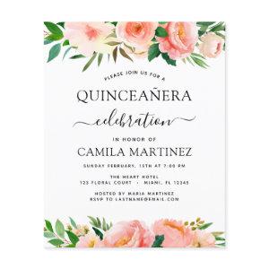 Budget Coral Peach Floral Quinceañera  Flyer