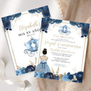 Budget Dusty Blue Cinderella Royal Quinceanera