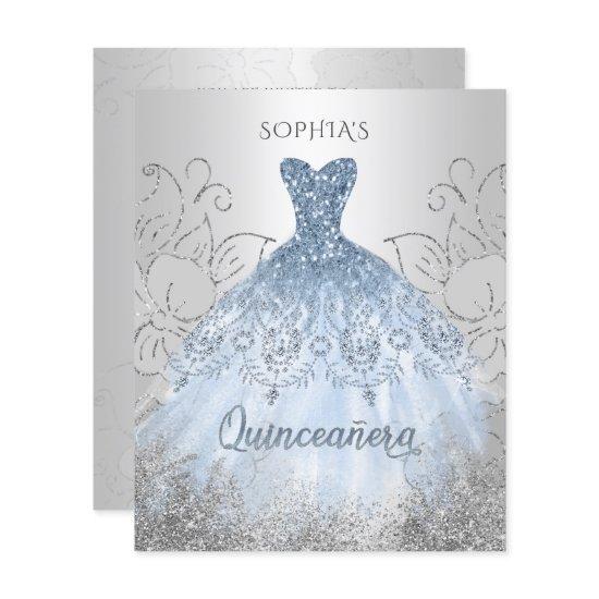 Budget Dusty Blue Dress Quinceañera