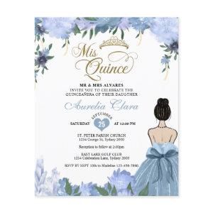 BUDGET Dusty Blue Floral Princess Quinceañera