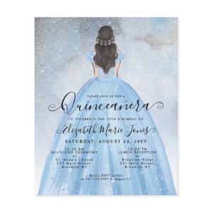 Budget Dusty Blue Silver Princess Quinceañera Card