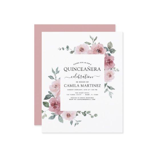 Budget Dusty Pink Quinceañera Floral Greenery
