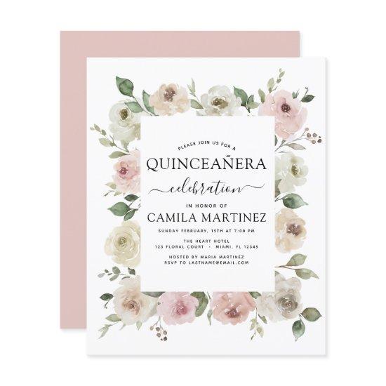 Budget Dusty Pink Quinceañera Floral Greenery