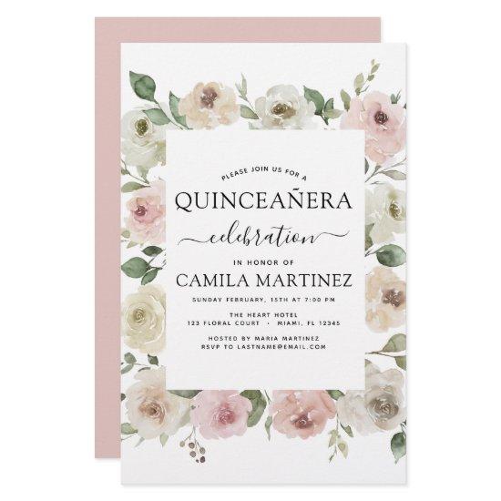 Budget Dusty Pink Quinceañera Floral Greenery