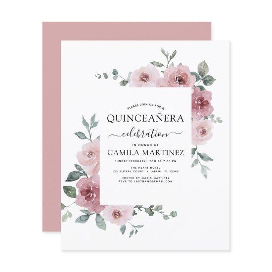 Budget Dusty Pink Quinceañera Floral