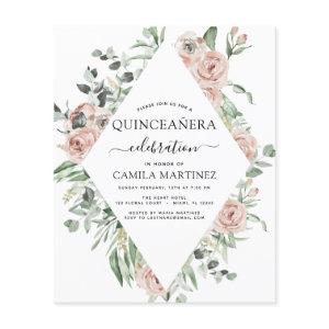 Budget Dusty Pink Quinceañera Floral  Flyer