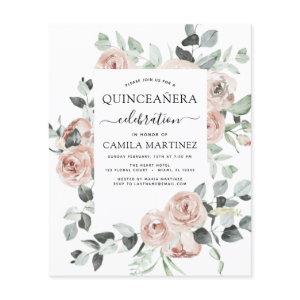 Budget Dusty Pink Quinceañera Floral  Flyer