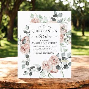 Budget Dusty Pink Quinceañera Floral  Flyer