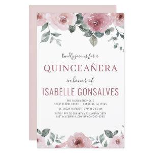 Budget Dusty Rose Floral QUINCEAÑERA