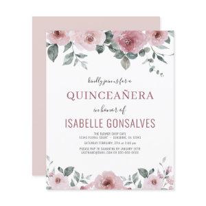 Budget Dusty Rose Floral QUINCEAÑERA